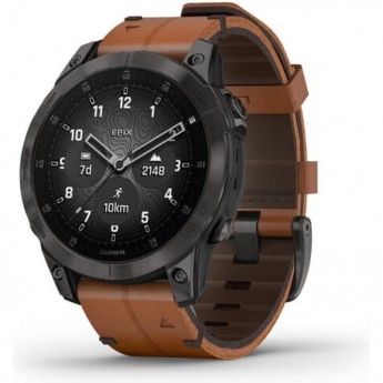 Часы GARMIN EPIX (2ND GENERATION) SAPPHIRE BLACK TITANIUM WITH CHESTNUT LEATHER STRAP 47 мм Часы GARMIN EPIX (2ND GENERATION) SAPPHIRE BLACK TITANIUM WITH CHESTNUT LEATHER STRAP 47 мм