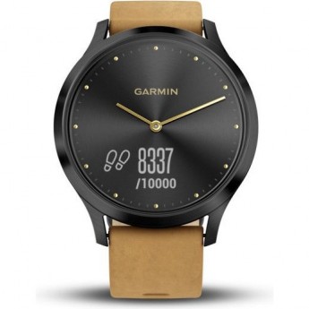 Часы GARMIN VIVOMOVE HR черный оникс с светло-коричневым кожаным ремешком Часы GARMIN VIVOMOVE HR черный оникс с светло-коричневым кожаным ремешком