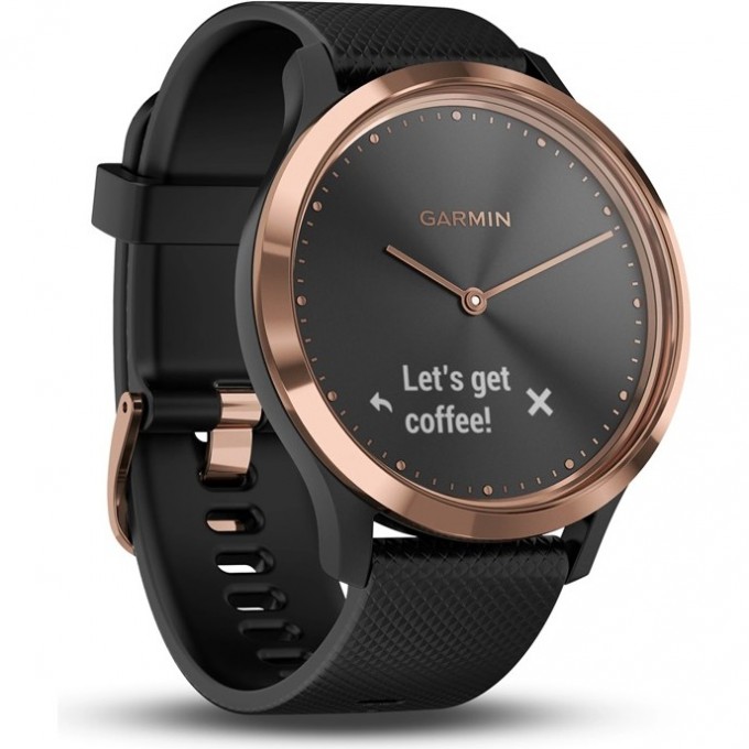Часы GARMIN VIVOMOVE HR розовое золото с черным ремешком 010-01850-26