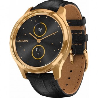 Часы GARMIN VIVOMOVE LUXE золотистые черные с кожаным ремешком Часы GARMIN VIVOMOVE LUXE золотистые черные с кожаным ремешком