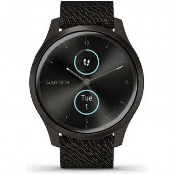Часы GARMIN VIVOMOVE STYLE графитовый с плетеным нейлоновым черным ремешком Часы GARMIN VIVOMOVE STYLE графитовый с плетеным нейлоновым черным ремешком