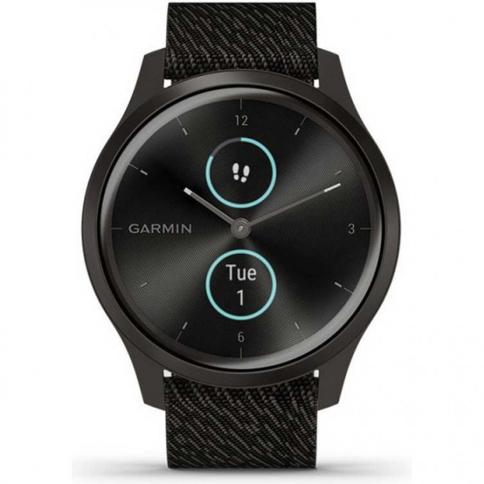 Часы GARMIN VIVOMOVE STYLE графитовый с плетеным нейлоновым черным ремешком 010-02240-23