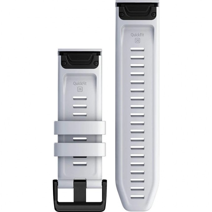 Ремешок сменный для GARMIN FENIX 6S 20MM WHITE SILICONE WITH BLACK HARDWARE 010-12865-00
