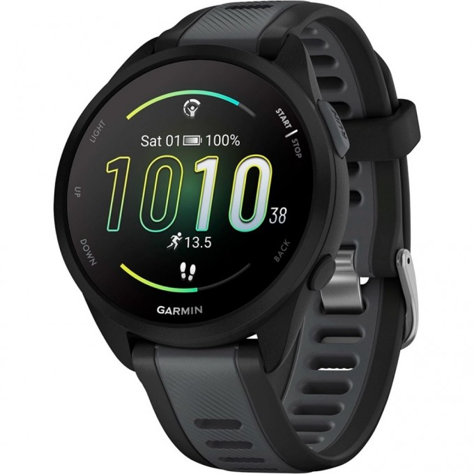Смарт-часы GARMIN FORERUNNER 165 MUSIC, черный/сланцево-серый силиконовый ремешок 010-02863-30